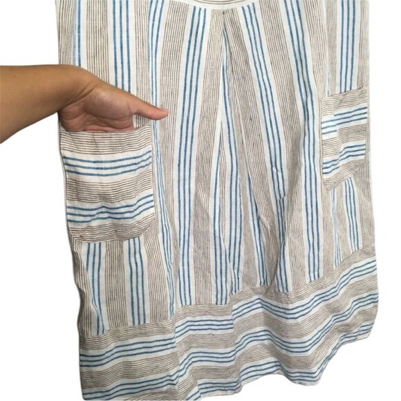 J.JILL 100% LINEN STRIPE TANK DRESS POCKETS M PETITE Luxury Sustainable Capsule - Picture 3 of 9